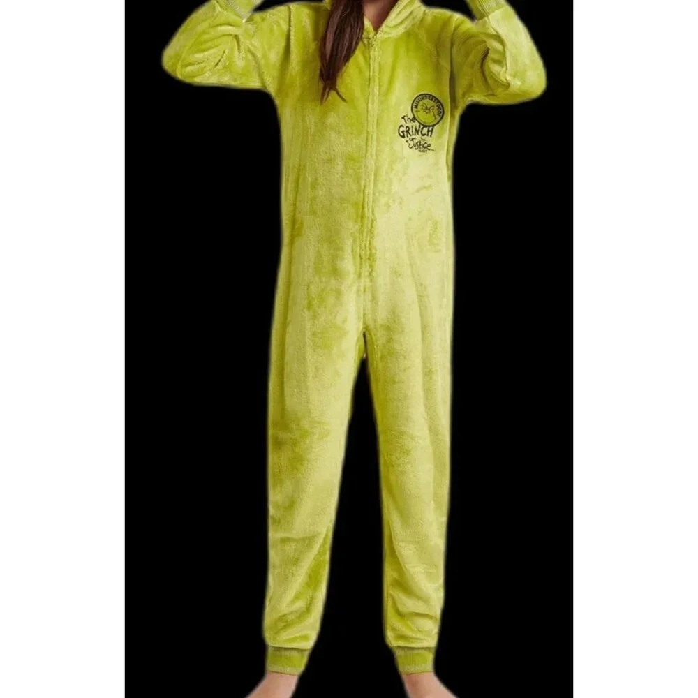 JUSTICE The Grinch Stole Christmas Union Suit Pajamas GIRLS SIZE XL 16-18 NEW